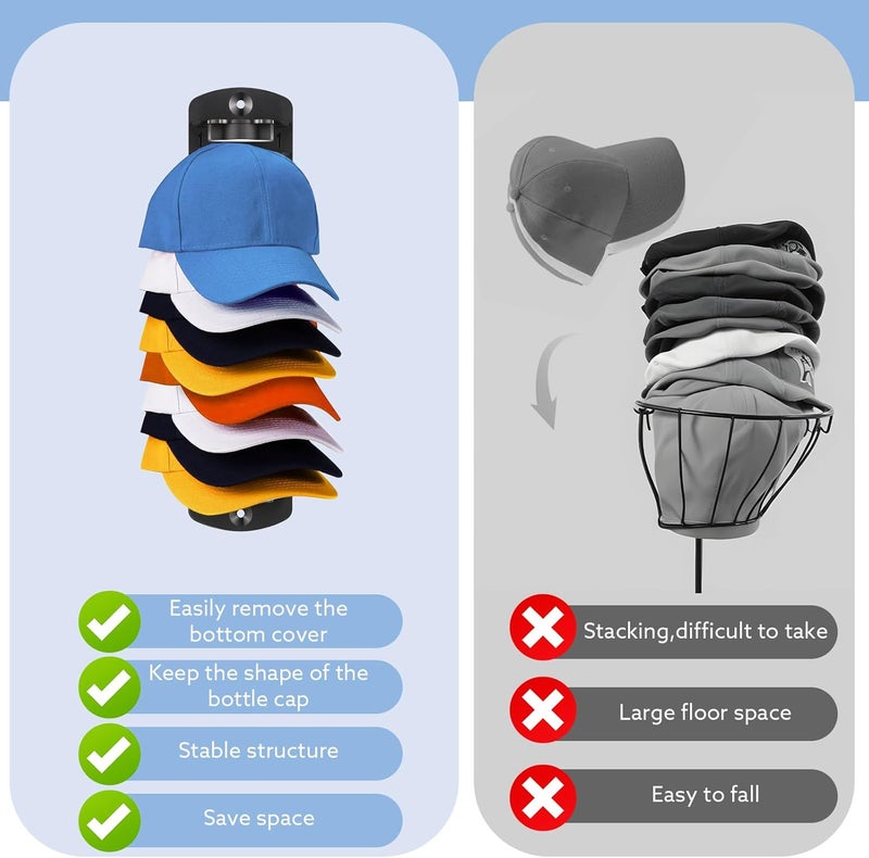 Dntorx Hat Organizer for Baseball Caps, 1 Pack Hat Rack for Wall Strong Adhesive Hat Hanger Hat Hooks Stand Organizer Storage Holder Display for Door Closet Bedroom - Image 3